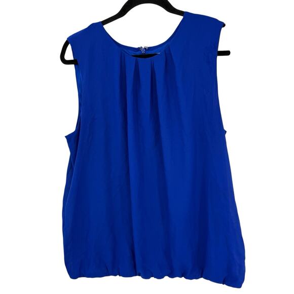 Liz Claiborne Chiffon Sleeveless Top size XL Colbalt Blue Pleated Roundneck - Picture 10 of 10